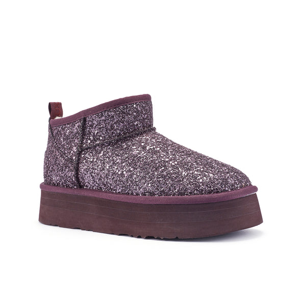 COSY ULTRA SHORT PLATFOAM GLITTER PLUM - Australia Luxe Co Europe