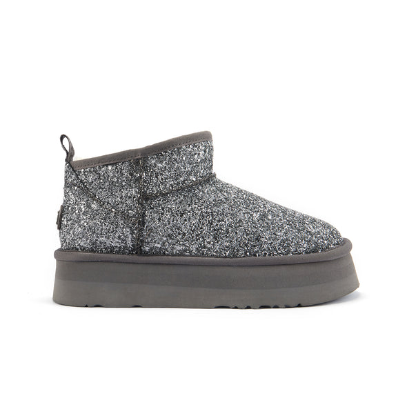 COSY ULTRA SHORT PLATFOAM GLITTER PEWTER