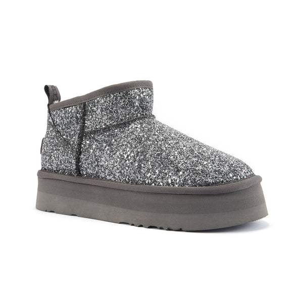COSY ULTRA SHORT PLATFOAM GLITTER PEWTER