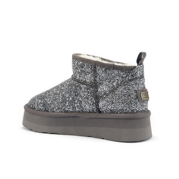 COSY ULTRA SHORT PLATFOAM GLITTER PEWTER