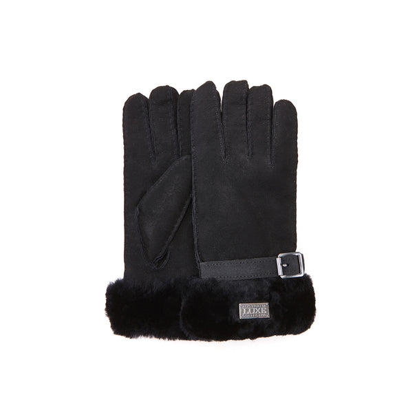 CUFF GLOVES SUEDE BLACK - australialuxecoeu