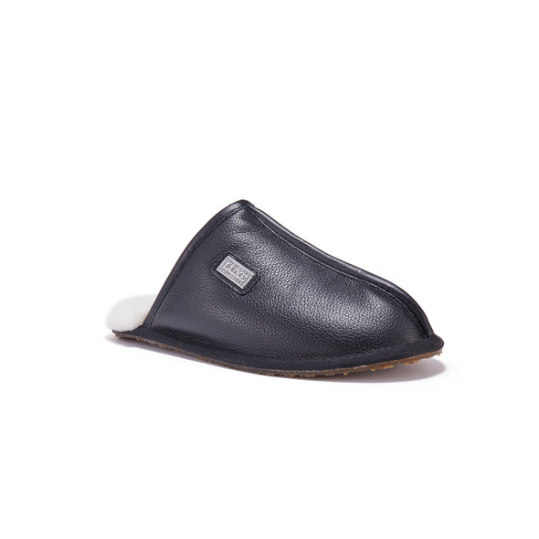 MENS CLOSED MULE LEATHER BLACK - Australia Luxe Co Europe